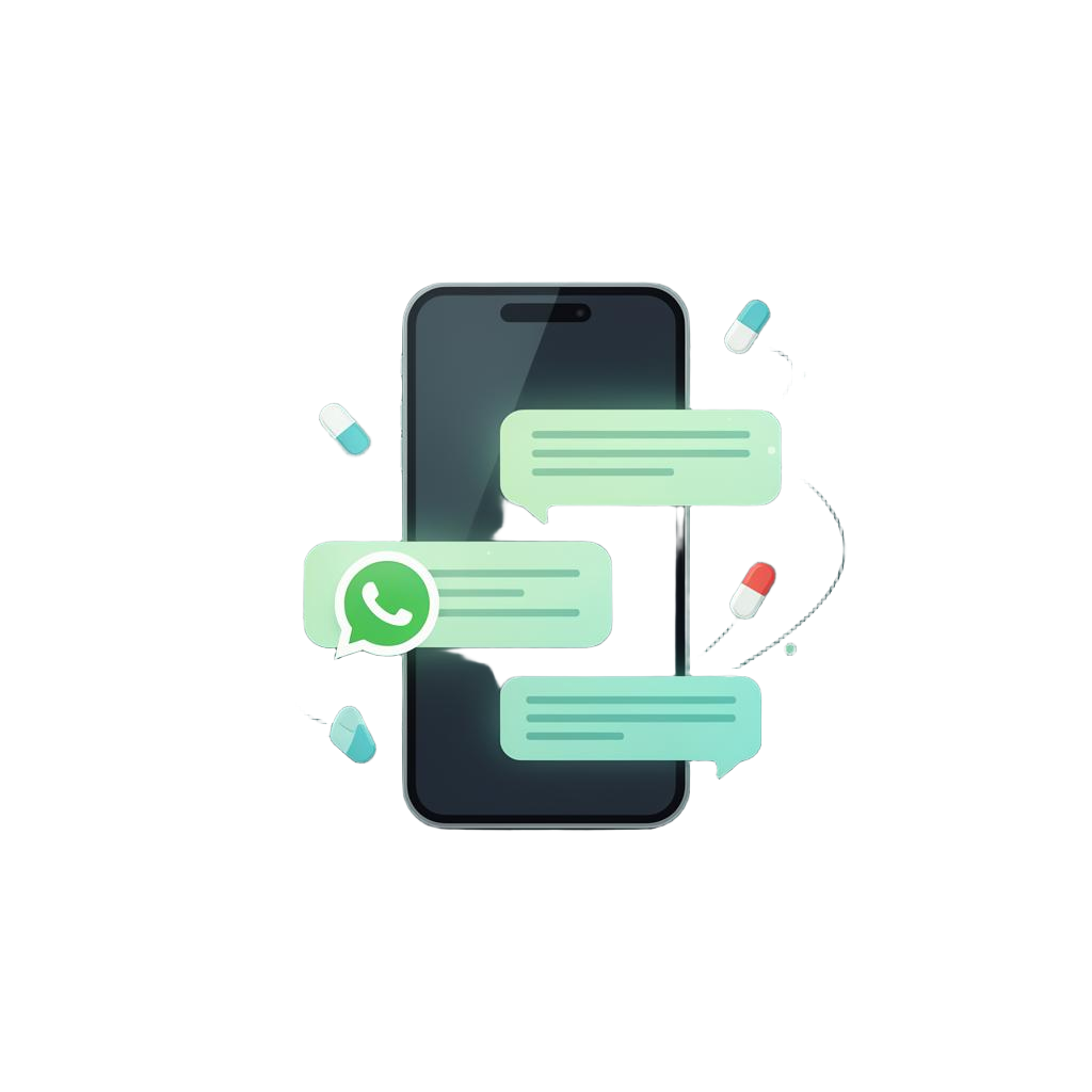 Paciente recebendo lembrete de medicação no WhatsApp